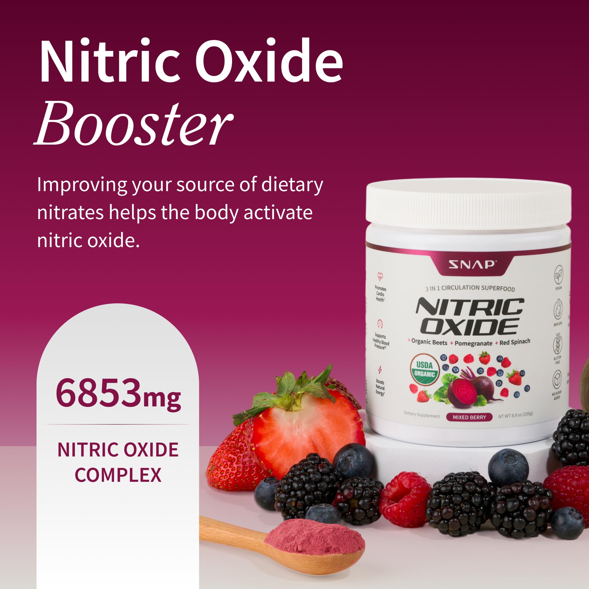 Snap Supplements USDA Organic Beet Root Powder, Mixed Berry, 30 Servings — Amazon image 2