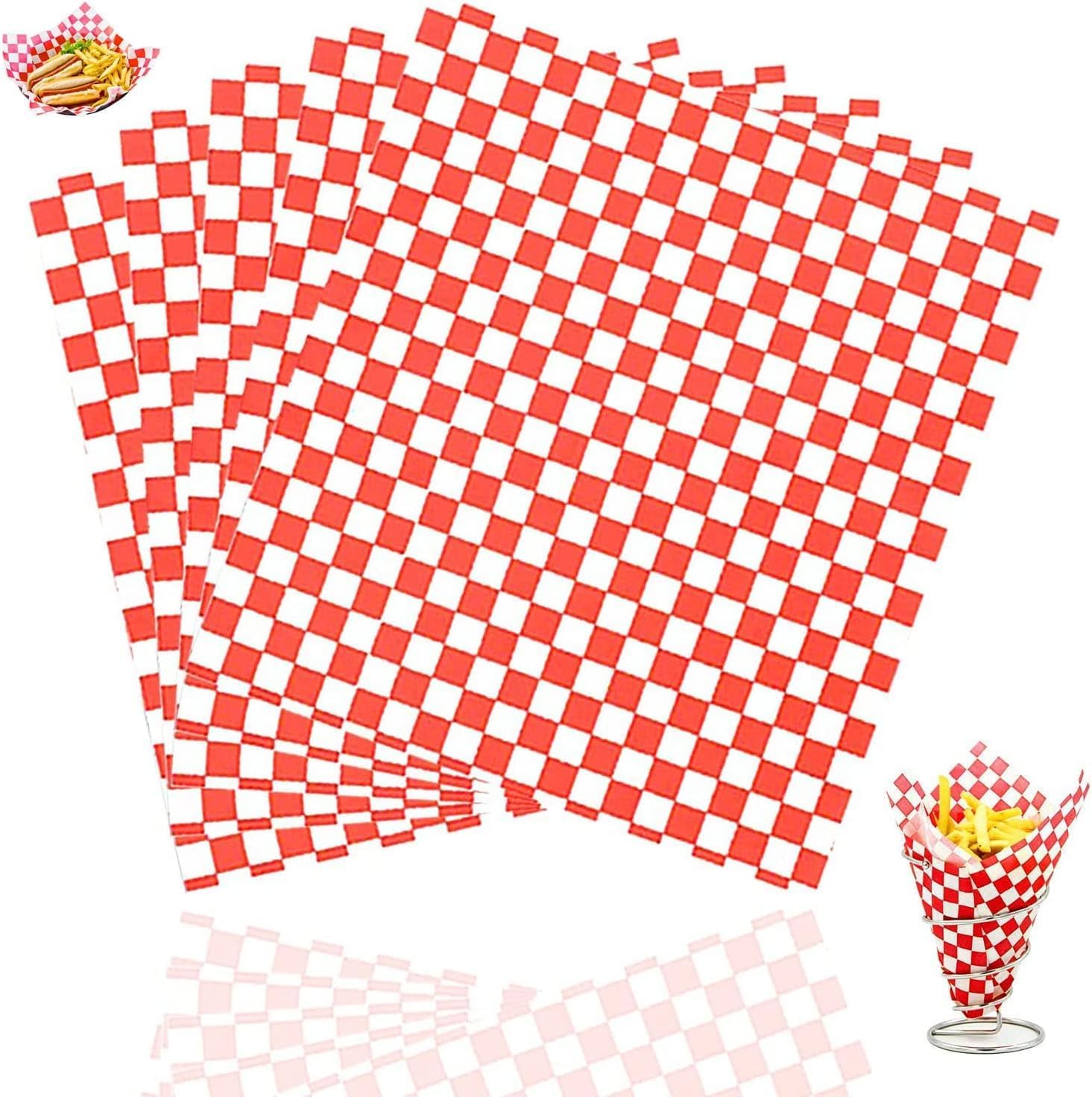 Food Grade Wrap Paper Greaseproof Sandwich Wrap Paper,100Pcs Checkered