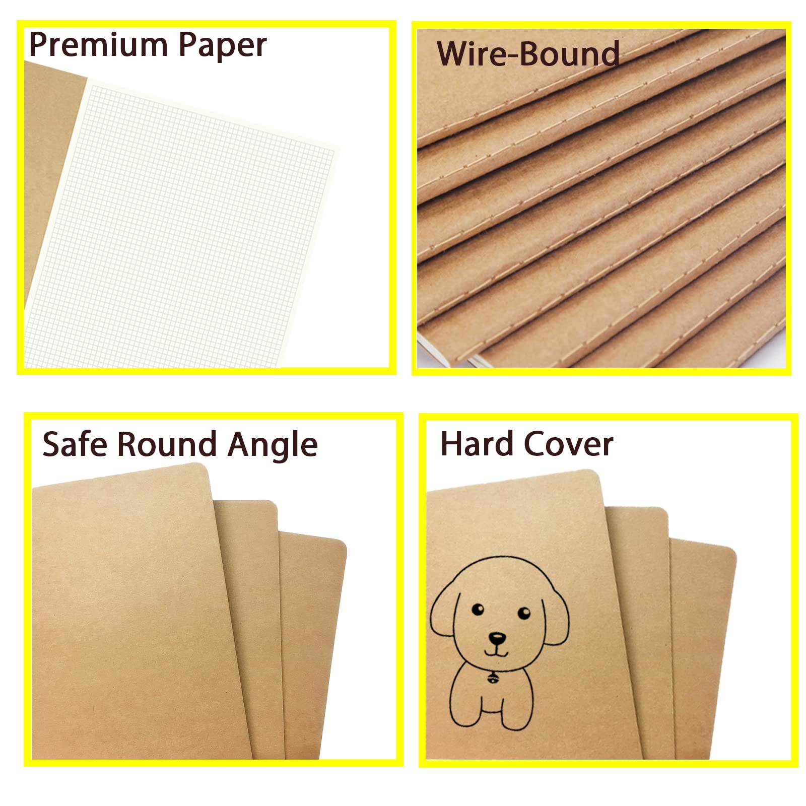 zmybcpack Confezione da 12 quaderni di carta con grafica grande, 21,5 x 27,9 cm, per viaggiatori, studenti universitari, ufficio, 60 pagine a griglia quadrata/30 fogli