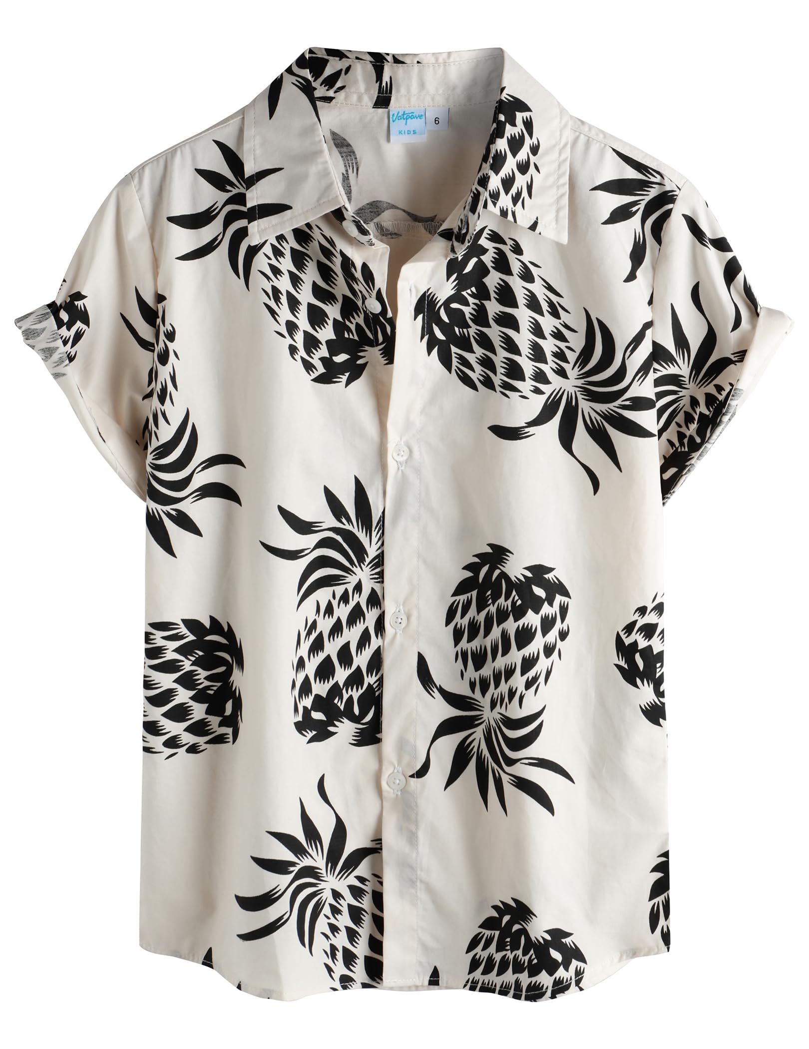 VATPAVE Boys Hawaiian Shirt Short Sleeve Button Down Shirt Summer Beach Shirts for Kids 6-14 Years