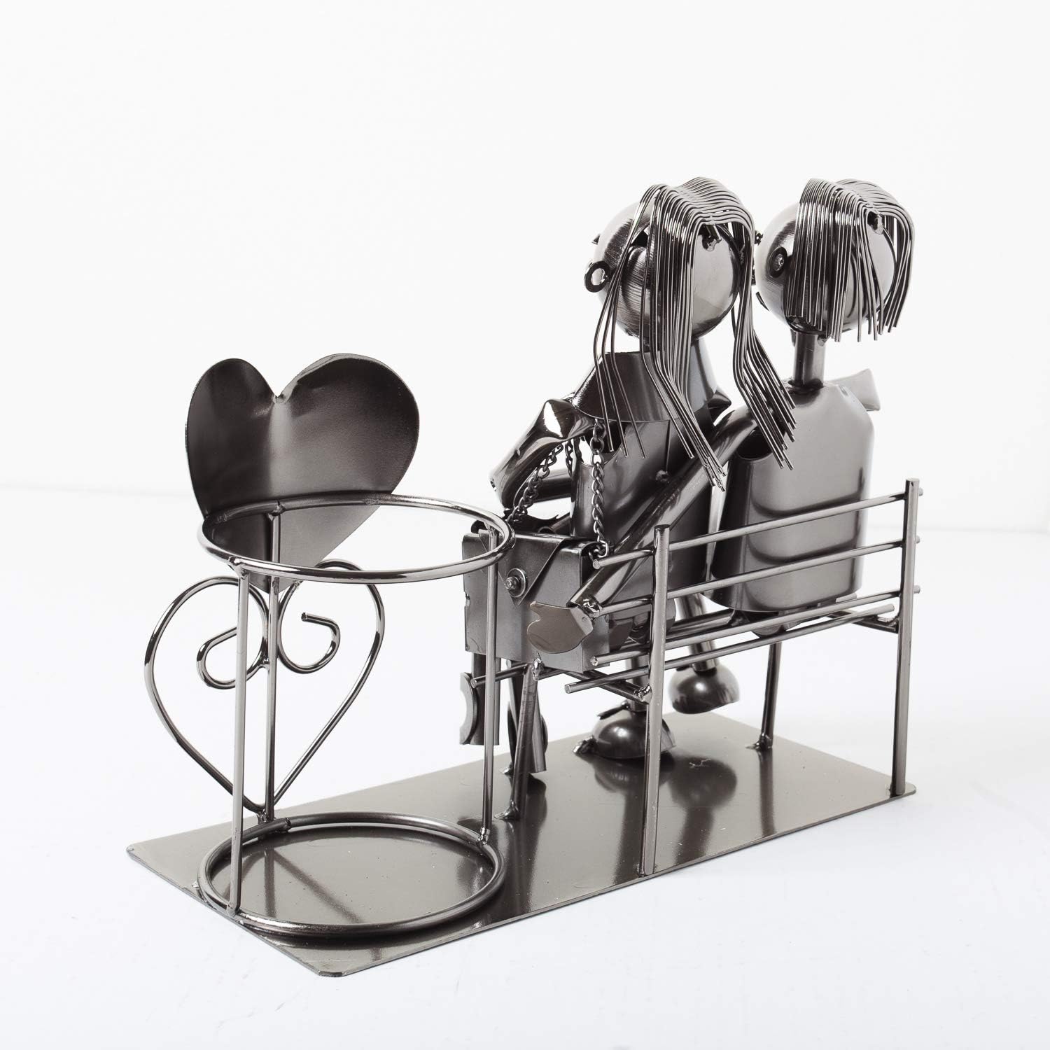 BRUBAKER Wine Bottle Holder Statue Love Couple On The Bench Sculptures and Figurines Decor & Vintage Wine Racks and Stands Gifts Decoration