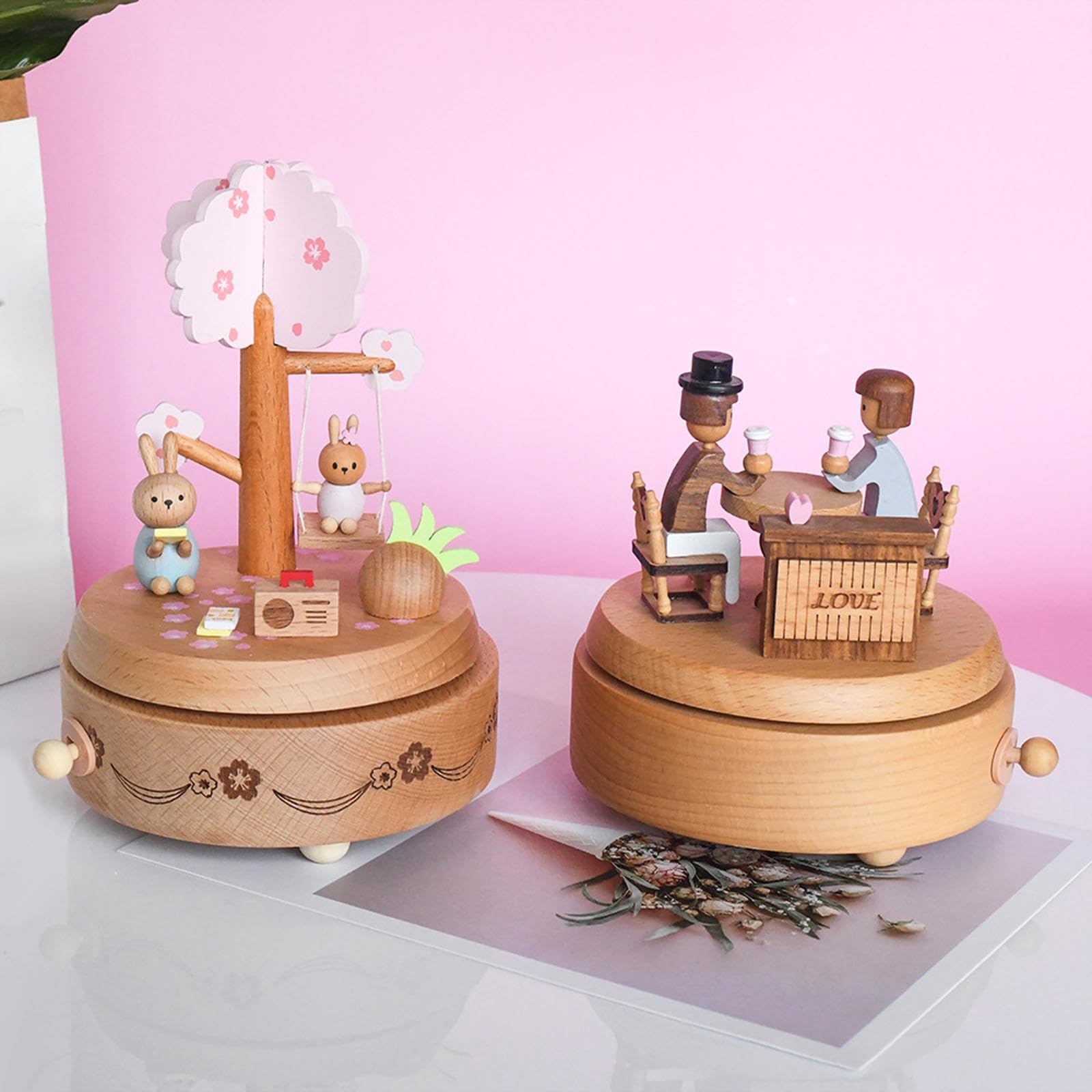 Carillon a Carica Manuale, Carillon Rotante, Classico, Carino, Decorazione per La Casa, Camera Da Letto, Bambini, Donne, Adulti, Regalo di Compleanno, Coppia
