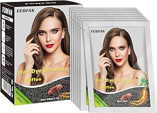 10 PCS Coffee Hair Dye Shampoo 3 in 1 Natural Hair Color Shampoo, Semi- Permanent Instant Hair Dye for Men & Women - Herbal Ingredients (Coffee)