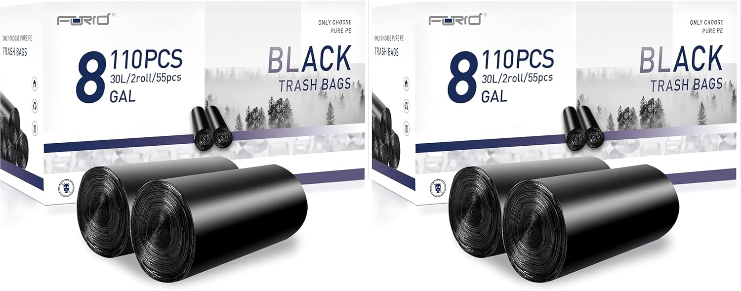 FORID Clear Small Trash Bags, 4 Gallon Garbage Bags, Wastebasket Bin Liners 220 Count Plastic Trash Bags for Bathroom Bedroom Office Garbage Can 15 Liters - Durable & Thick Trash Bag (Pack of 2)