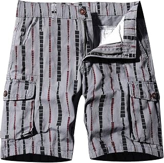 rtdgcv Men's Plain Plain Cotton Fashion Plain Seam Shorts Overall Trousers Loose Thin Multi Bag Cropped Breeches Trousers Outdoor