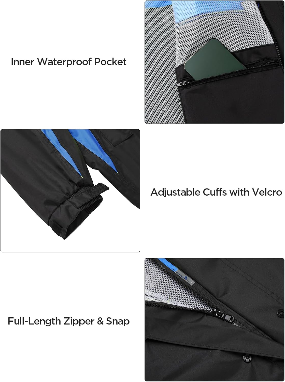 Mens Rain Suits with Air Vents Reflective Waterproof Rain Gear Breathable Jacket Pants for Work Golf Fishing Hiking - Image 7