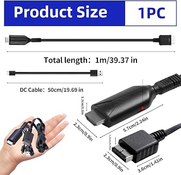 PS2 to HDMI Converter Adapter Cable with Output 720P/1080P HD Video Audio | PS2 to HDMI Adapter Cable,PS2 to HDMI Converter Cables Compatible with Game Consoles HDTV Projector Monitor