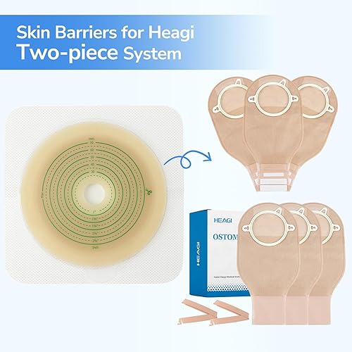 Miniatura 6 de 10 unidades de barrera cutánea con borde no tejido para bolsas de colostomía de dos piezas, cortadas para ajustar, 2.756 in máx