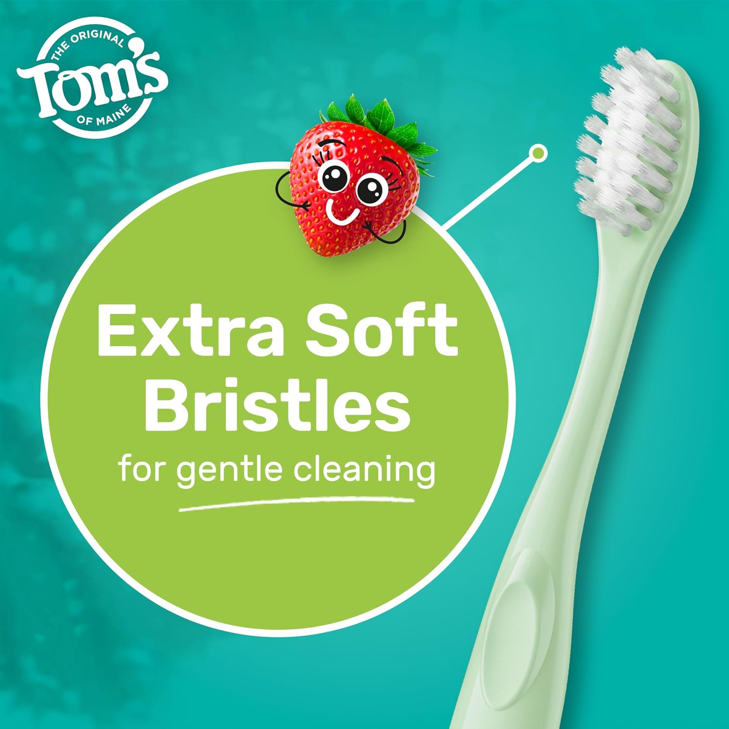Tom’s of Maine Extra Soft Kids Toothbrush, Toddler Toothbrush for Ages 2 and Up, BPA-Free and Dye-Free Bristles, Handle Made from Recycled Plastic, Gently Cleans Baby and Adult Teeth, 4 Count