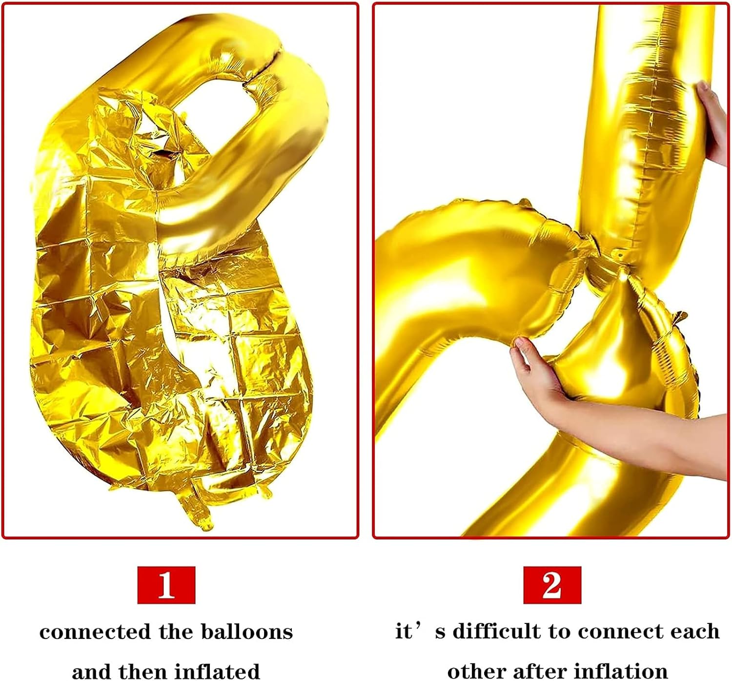 Foil Chain Balloons Jumbo Chain Balloons for 80s 90s Party Decorations Giant Balloon Chain Balloons Gold (Gold, 32 inch)