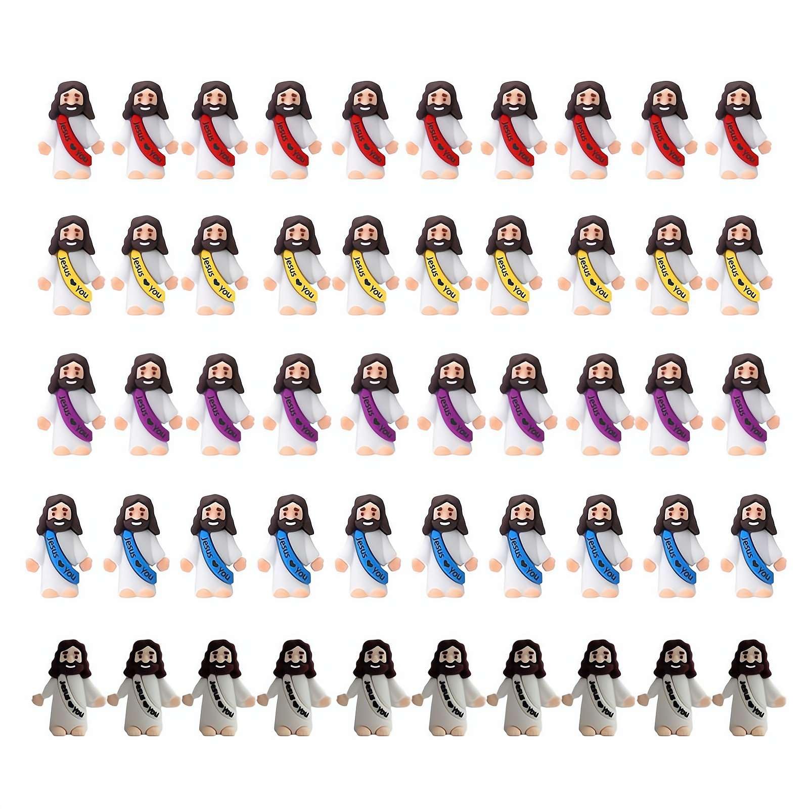 50 Pack Little Jesus Figures, Christmas Jesus Loves You Jesus Toys Little Jesus Figurines, Mini Jesus Statues Religious Party Favors Sunday School Baptism Gifts Christmas Stocking Stuffers
