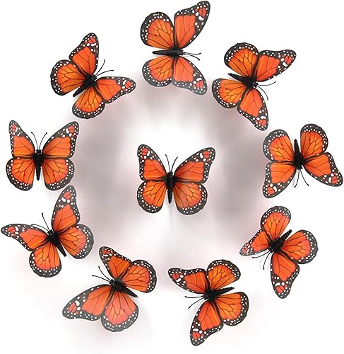 Miniatura 9 de 12 calcomanías 3D de pared de mariposa monarca para decoración de cesta de Pascua, calcomanías de pared de mariposa rosa, 4 tamaños, decoración de