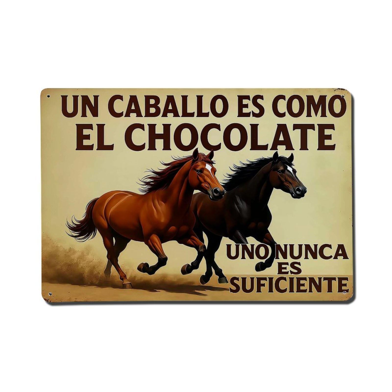 Jdfenggu Vintage Un Caballo Es Como Chocolate Retro Metal Tin Sign, Metal Poster For Bar, Home, Man Cave, Kitchen, Laundry Room Art Decor 8X12 Inch