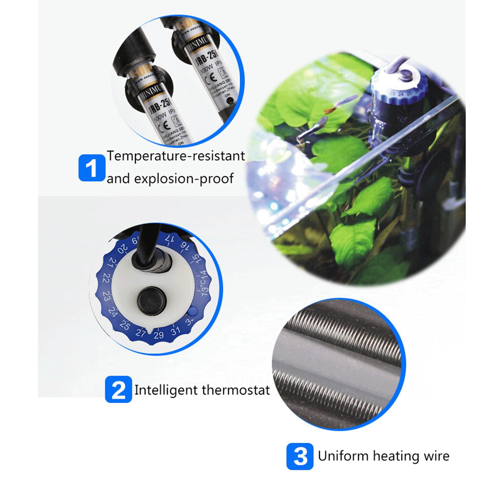 Riscaldatore per Acquario a Temperatura costante Completamente Automatico in Acciaio Inossidabile 304, 50 W