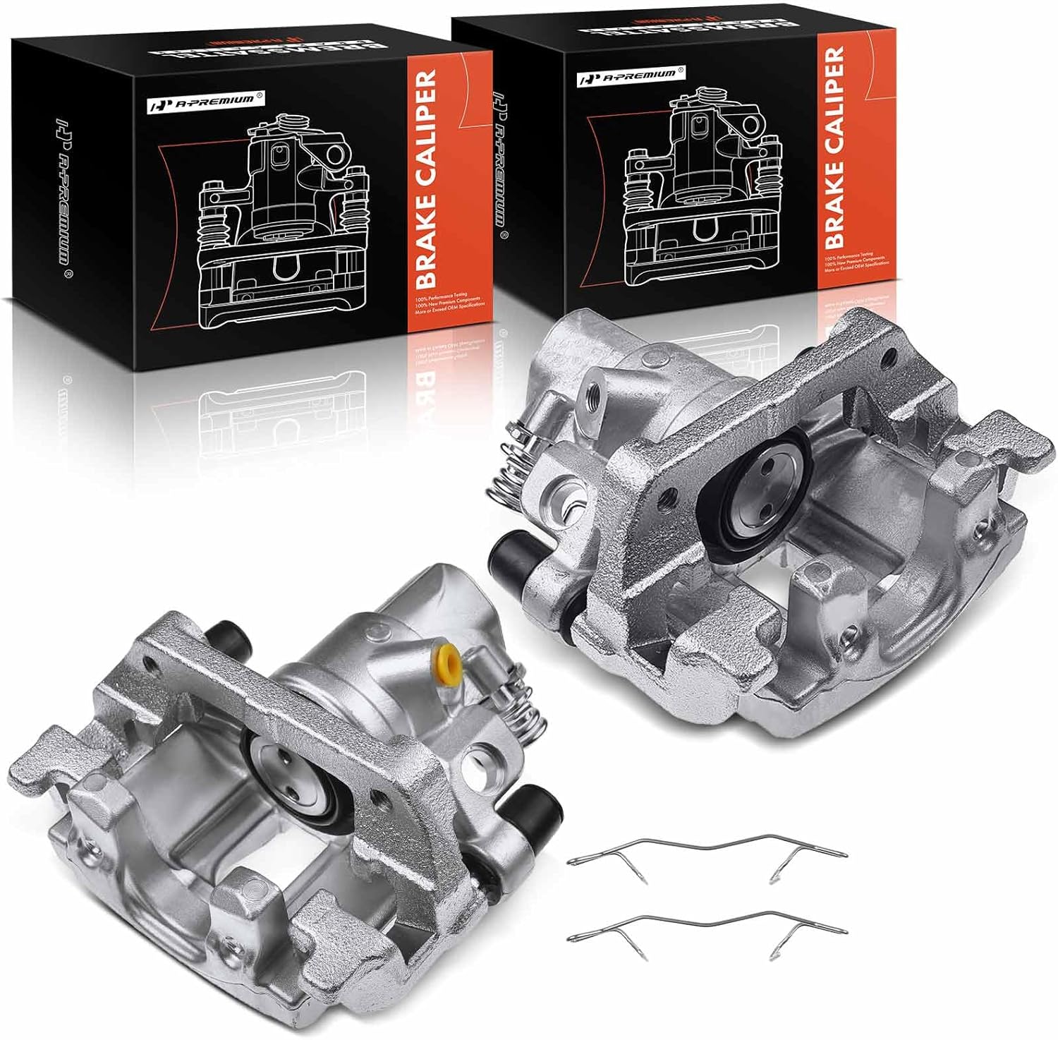 A-Premium Disc Brake Caliper Assembly with Bracket Compatible with Ford Models - EcoSport 2018-2022, Focus 2012-2018 - Rear Driver and Passenger Side, 2-PC Set