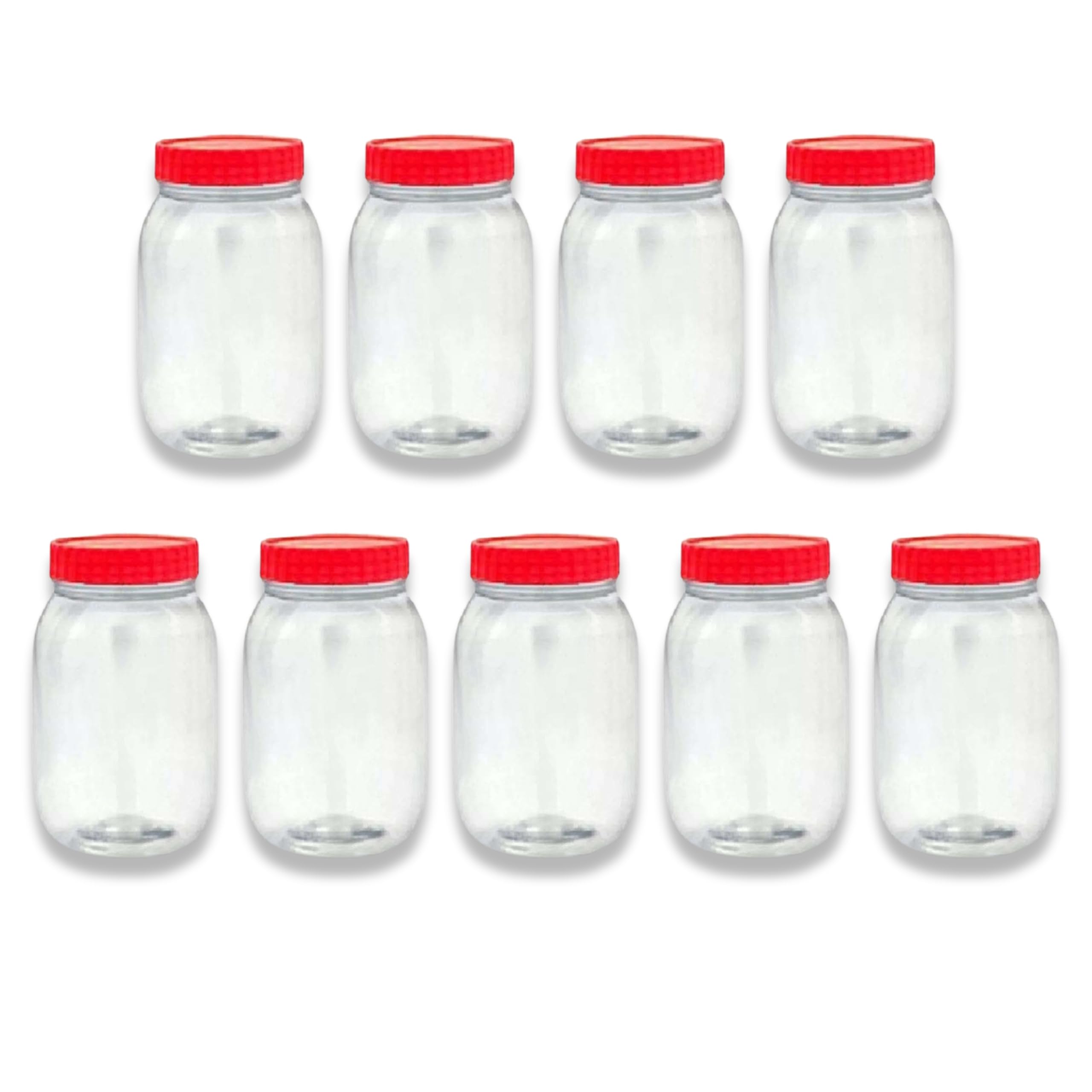 QUANTA Plastic Jars with Lids – Clear Storage Containers – Airtight, Stackable, BPA-Free Container Jar for Spices, Sweets, Crafts, Dog Treats – Reusable & Durable (9, Clear/Transparent, 1000ml)