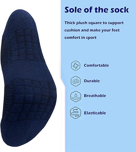 Vista 4 de Hycome 4 pares de calcetines deportivos para correr de pantorrilla, calcetines acolchados transpirables para hombres y mujeres