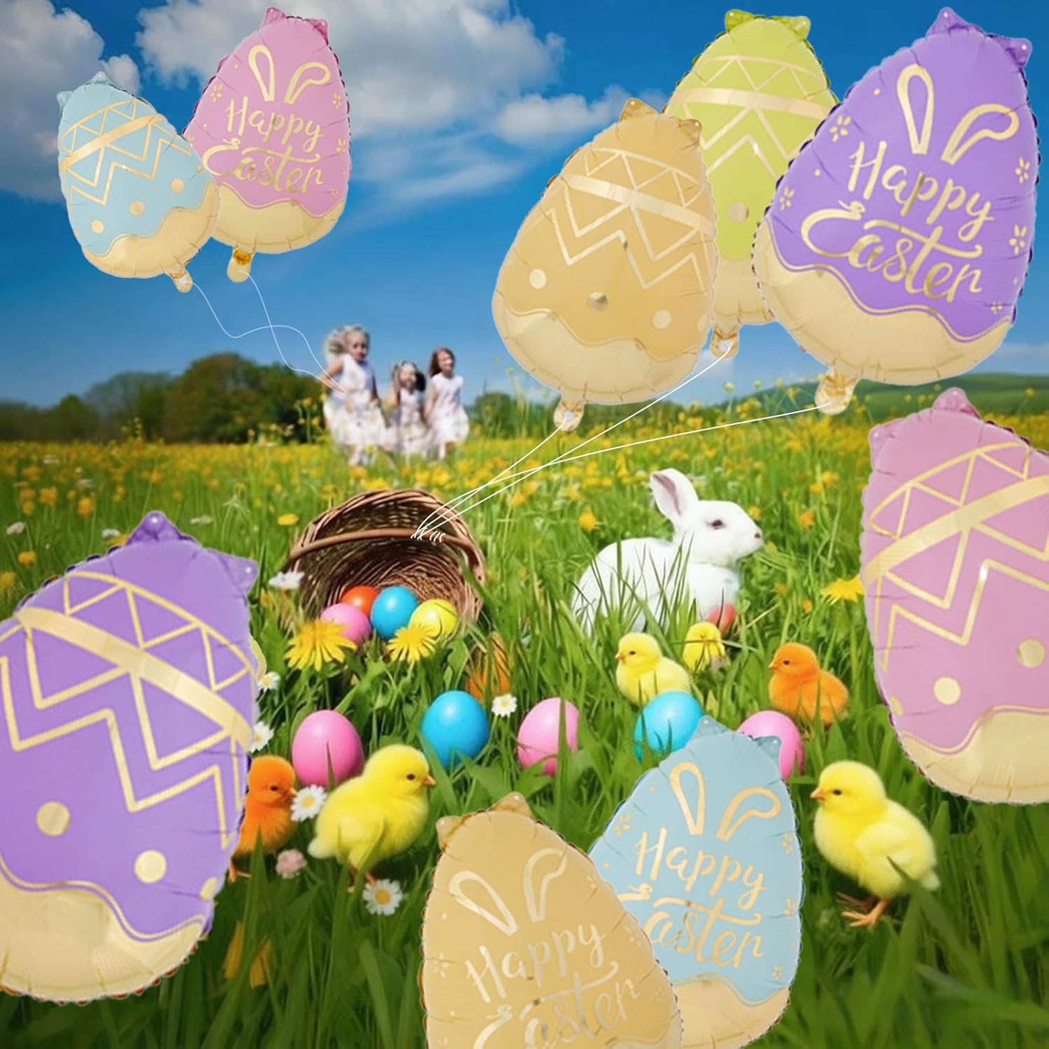 Easter Balloon Decorations, 10pcs Colour Easter Egg Balloons, Foil Mylar Balloons For Birthday, Baby Shower Party Decorations