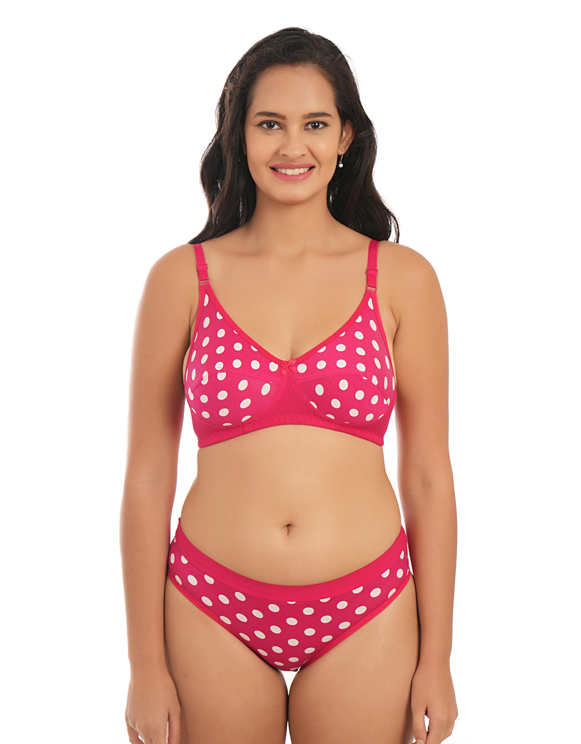 elina Women's Polka Dots Printed Cotton Hosiery Bra and Panty Set (Set of 1)-picture-34