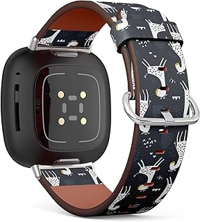 CJBROES Replacement Leather Watch Band, Compatible with Fitbit Versa 3 and Fitbit Sense of Wristband Bracelet Accessory - Childish Cute Giraffe
