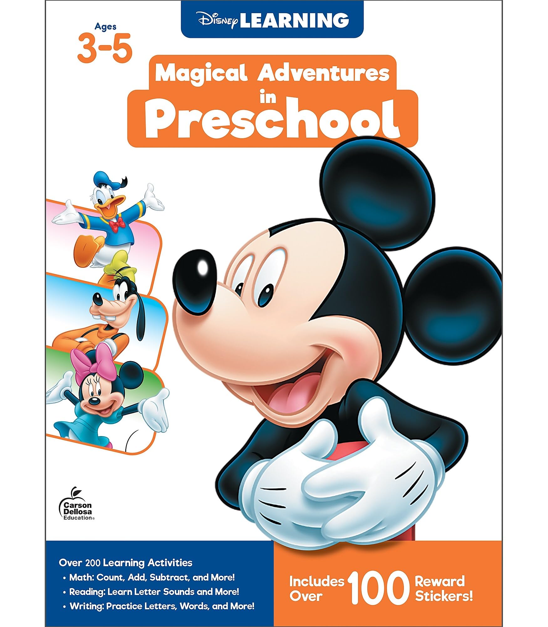Disney Learning Magical Adventures in Preschool Workbook, PreK Math, Alphabet Letters, Colors & Shapes, Numbers, and Handwriting Practice for Toddlers, Mickey Mouse and Friends Preschool Workbooks