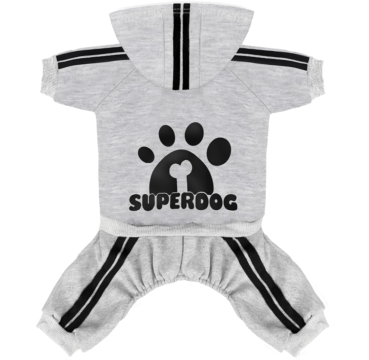 LONTEPET Dog Hoodie 4 Legs Jumpsuit for Small Dogs Puppy Clothes Dog Pullover Sweatshirt Cotton Doggie Winter Coat Cat Apparel(Large, Grey)