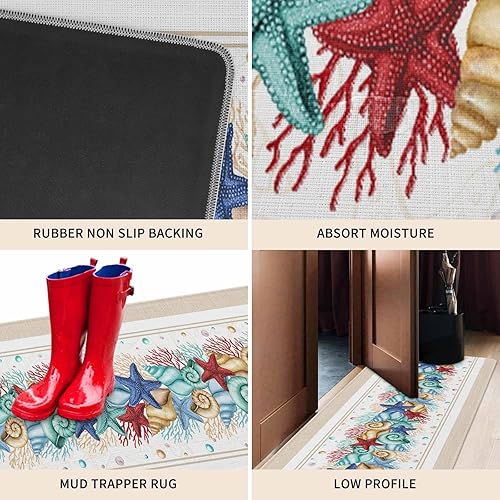 Vista 114 de Tapete de Feliz Navidad, tapete antideslizante para puerta delantera, baño, cocina, dormitorio, patio, entrada, 16 x 24 pulgadas, rojo, negro y verde