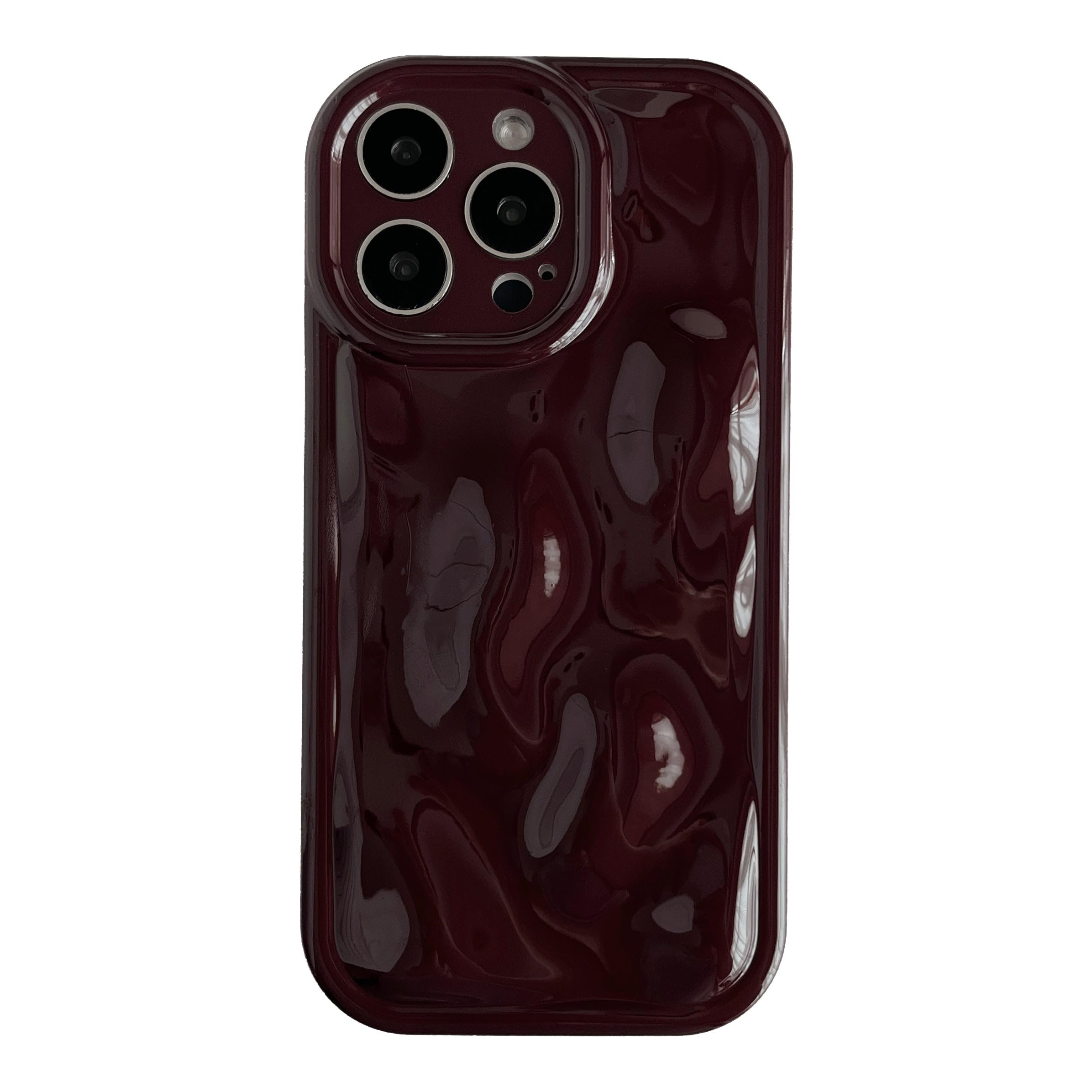 Caseative for iPhone 16 Pro Max Case,Water Ripple Wave Meteorite Bubble Chrome Plating Soft Phone Case (Wine Red)