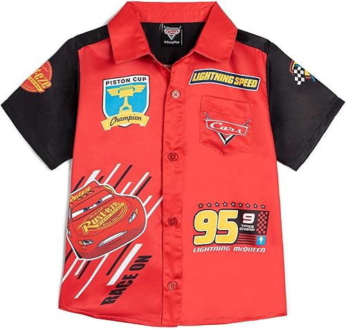 Disney Toy Story Mickey Mouse Cars Nightmare Before Christmas - Camisa con botones para niños pequeños y grandes
