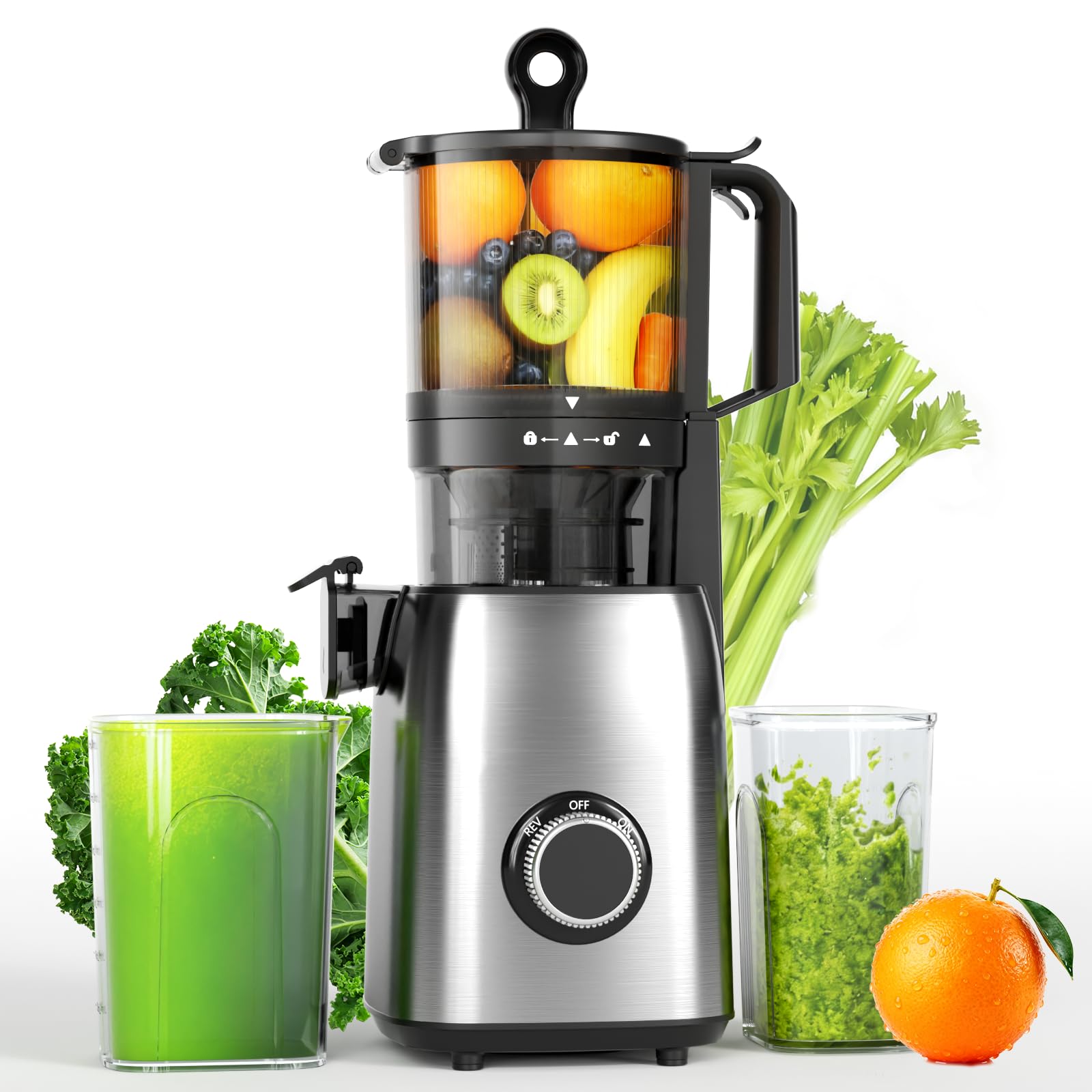 COWSAR Cold Press Juicer Machines Orange Juicer with 5 4 Extra-Large Feed Chute 60RPM Slow Masticating Fruit Juicer