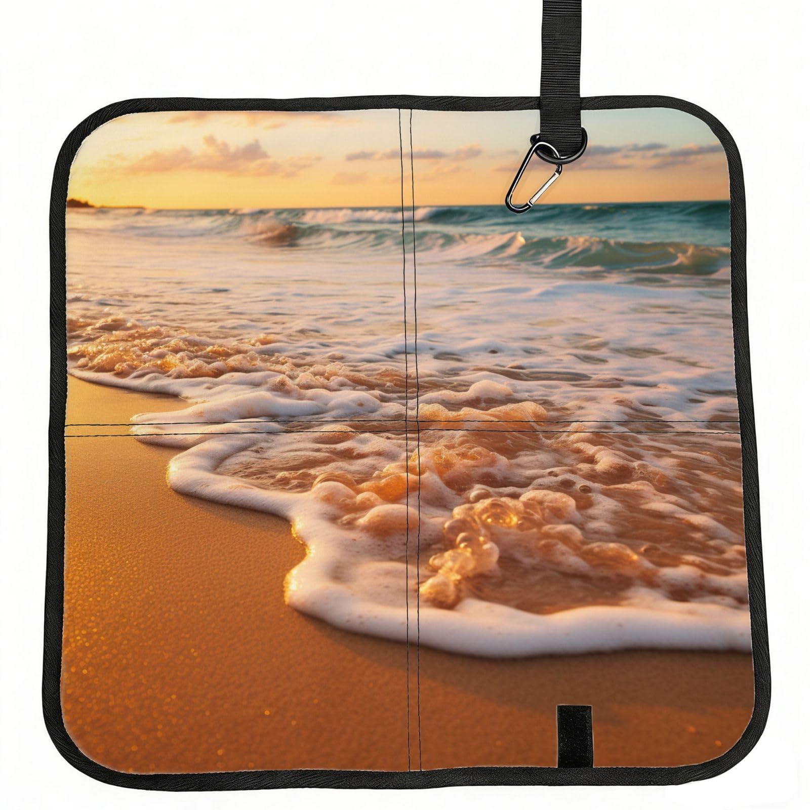 YGLHBDPBF Ocean Sunset Print Camping seat cushion,Foldable Sitting Pads,Save Backpack Space for Hiking