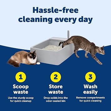 PetSafe Multi-Cat Litter Box - Hygienic Maintenance with High Litter Capacity, Integrated Scoop Holder & Rubber-Sealed Separate Waste Compartment - Reliable Leak Protection & Instant Setup