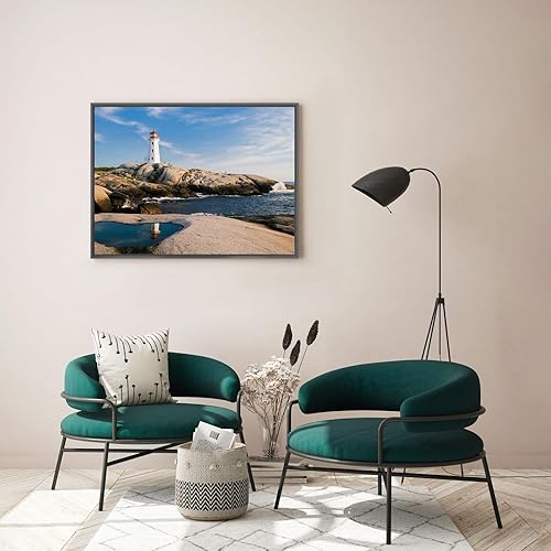 Miniatura 4 de RAREVAY Decoración de playa, faro, arte de pared, decoración de gaviota, impresiones en lienzo de aves marinas, pinturas de veleros, cuadros de