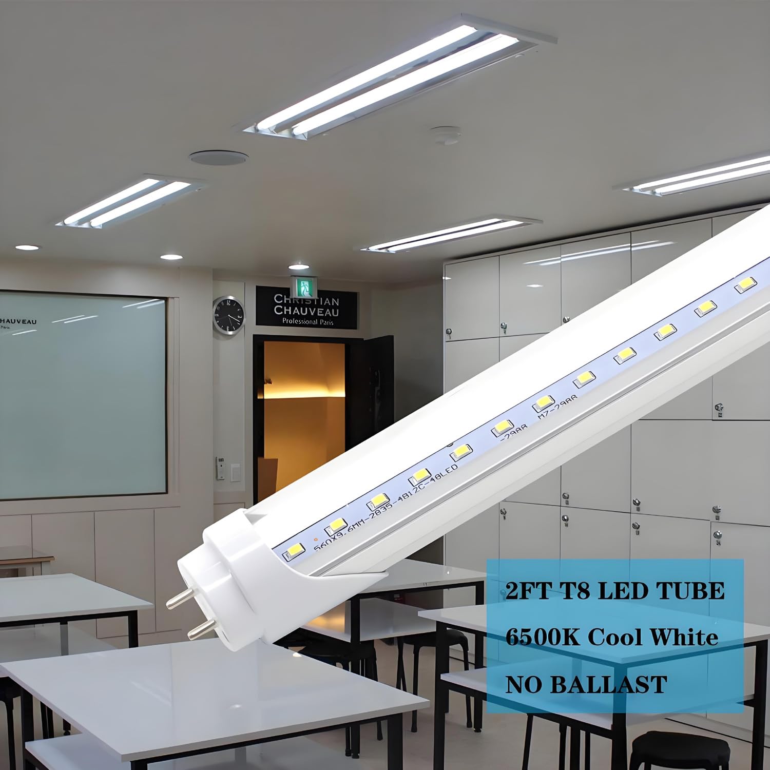 Tubo de luz LED T8 T10 T12 de 2 pies, repuesto de tubo fluorescente LED de 8 W, 24 pulgadas, equivalente a 20 W, 1120 lm, 6500 K blanco frío, derivación de balasto, cubierta transparente