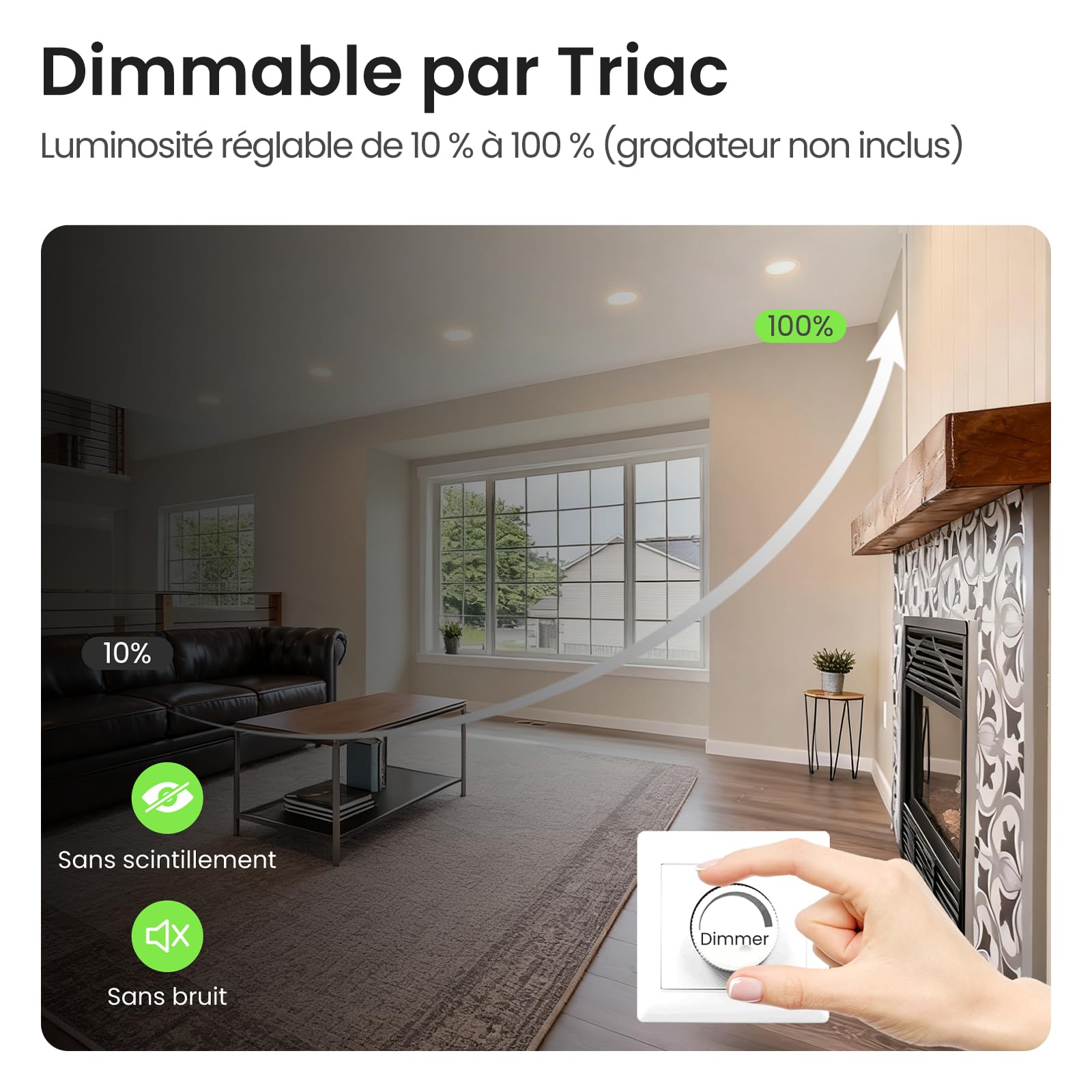 ALUSSO Lot de 10 Spot LED Encastrable 68mm,AC 220-240V 5W Spots de Plafond Encastre 3000K 4000K 6500K Réglable,IP44 Spot Salle de Bain LED pour Salon Cuisine,Blanc | AC 220-240 V, intensité variable 10-100 %, 3000 K/4000 K/6500 K, spots LED pour salle de