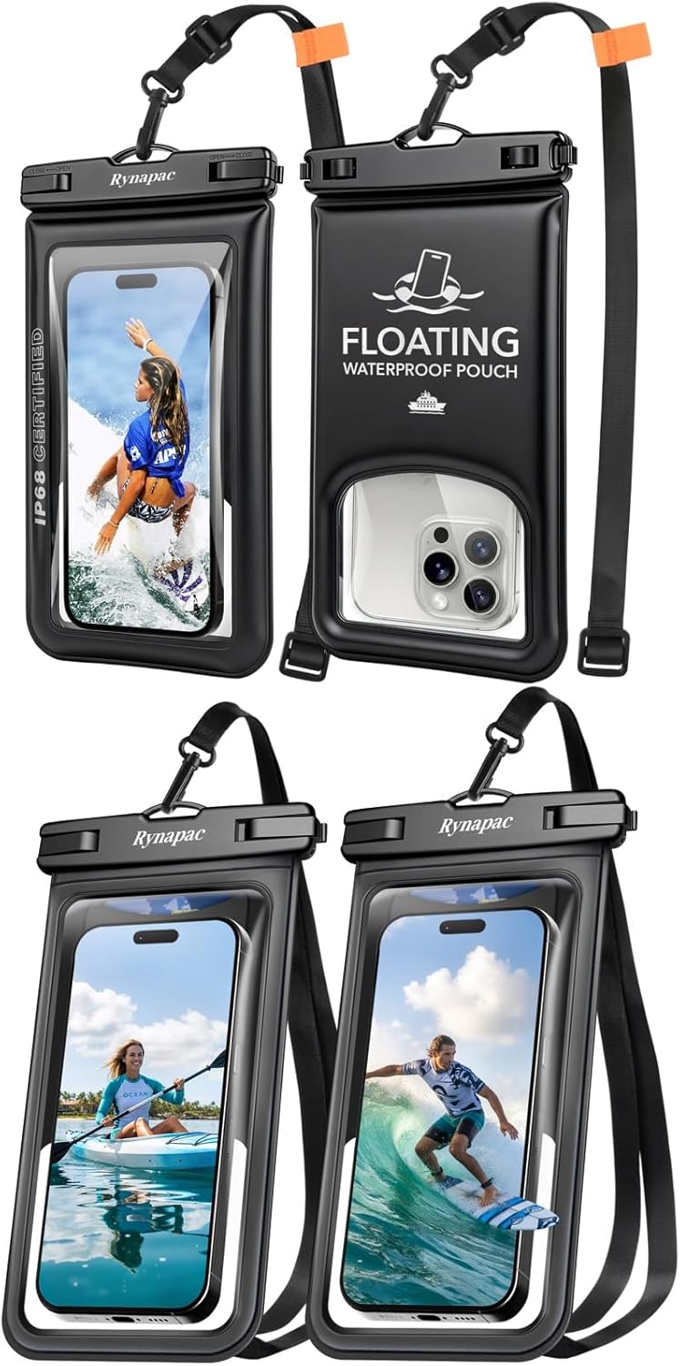 Rynapac 4 Pack IPX8 Waterproof Phone Pouch - [Up to 8.5"] with Lanyard for iPhone 17 16 15 Pro Max