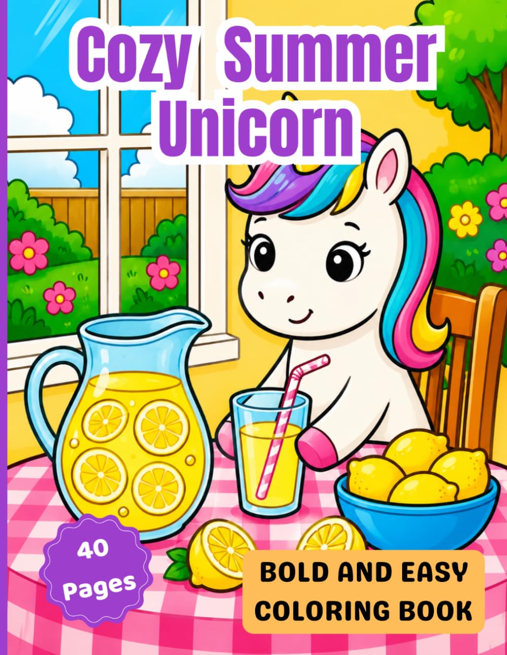 Cozy Summer Unicorn Coloring Book: Bold and Easy Magical Summer Adventures with Adorable Unicorns, Beach Fun, Sweet Treats, and Relaxing Coloring ... Adults (Cozy Summer Escapes Coloring Series)