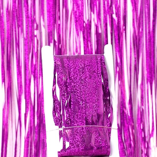 Miniatura 3 de Paquete de 4 cortinas de telón de fondo de flecos de papel de aluminio caliente de 3.3 x 8.2 pies, cortina de flecos de papel de aluminio caliente,