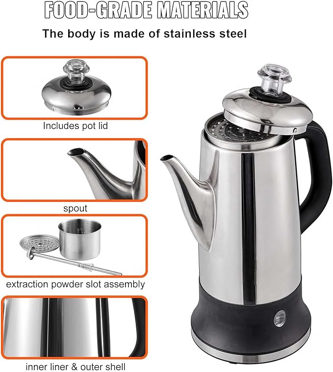 Cafetera Eléctrica Percoladora con Función Mantener Caliente y Capacidad para 12 Tazas miniatura 5