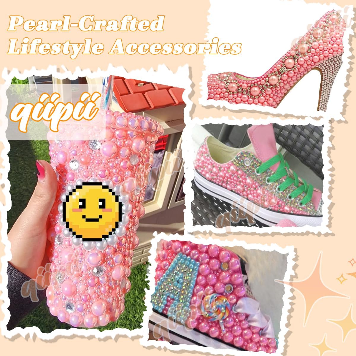 51g Half Round Pearls for Crafting Hot Pink Rose Red Set Colorful 4mm-10mm Mix Sizes Flatback Beads Charms for Nails Face Eyes Makeup Tumblers Bottles Mugs DIY Crafts Clothes Shoes Phone Case - Image 7