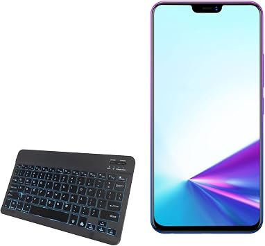 BoxWave Keyboard Compatible with vivo Z3x - SlimKeys Bluetooth Keyboard - with Backlight, Portable Slim LED 7 Colors - Jet Black
