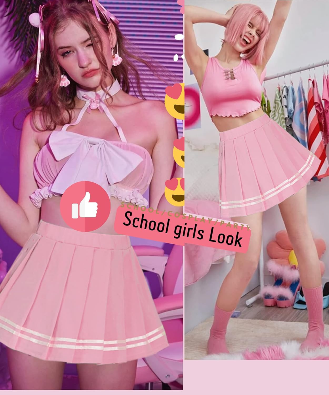 Avidlove Womens Pleated Skirt School Uniform Skirt Mini Skirt Pleated Cheer Skirt - Image 4