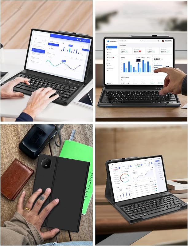 FOGARI Bluetooth Billentyűzet Honor MagicPad 2 WiFi Tablethez - Mágneses Vezeték Nélküli Védőtok 12,3 Hüvelykes Készülékhez, Fekete, AZERTY