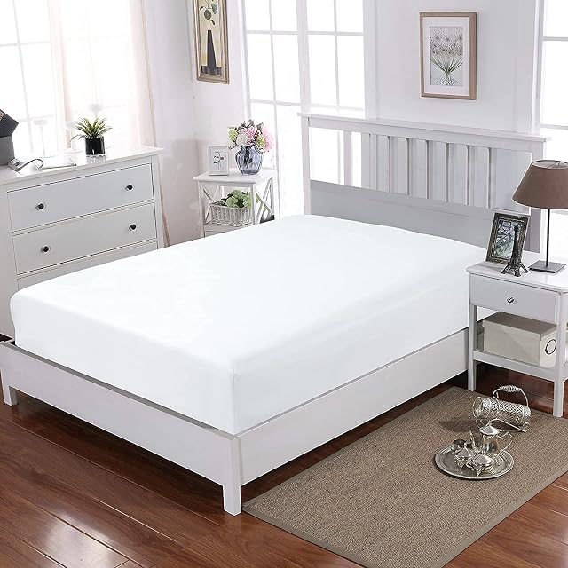 Egyptian Cotton 30cm Extra Deep Fitted Sheet T-200 Thread Count Luxury Hotel Quality Non - Iron Single Double King Super King (White, Double)