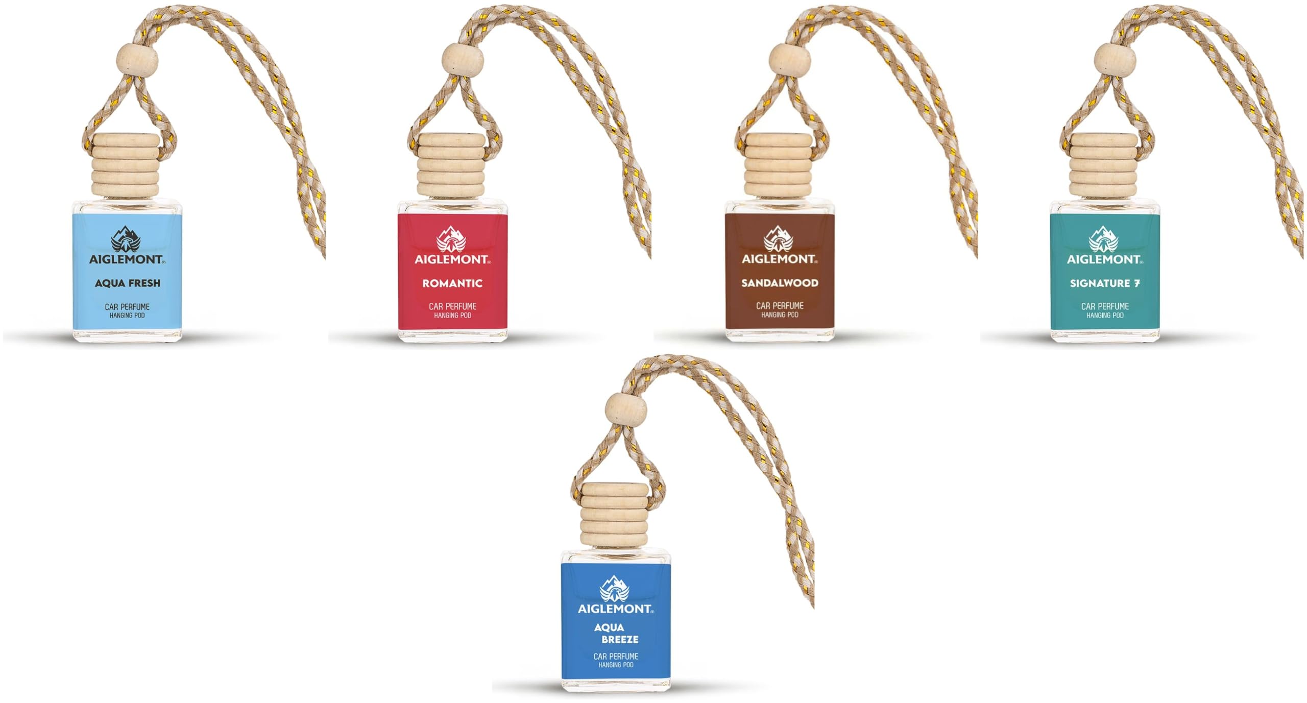 Car Perfumes combos | Aqua Fresh+ Romantic + Sandalwood+ Signature 7 Scent+ Aqua Breeze| Combo of 5 | 10 ml Each-image-33