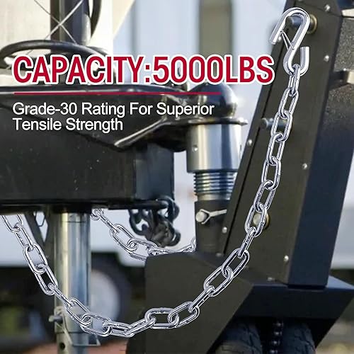 Miniatura 3 de NBJINGYI Cadena de seguridad de cuello de cisne de 14 x 48 pulgadas, 2 unidades de grado 30 con clips de resorte con 2 ganchos en S