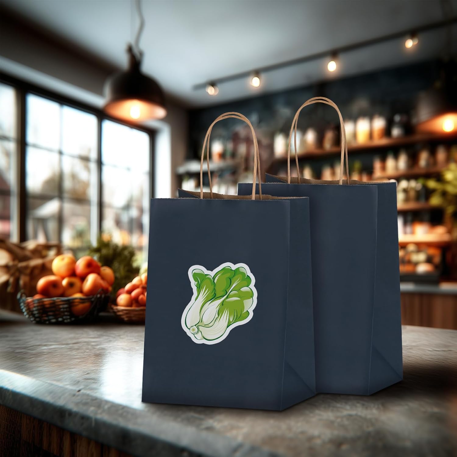 Joybe 50 Pack 8x4.75x10 Inch Medium Navy Blue Kraft Paper Bags with Handles Bulk, Craft Paper Gift Bags for Party Favors Grocery Retail Shopping Business Goody Merchandise Take Out Blank Sacks (50pcs)