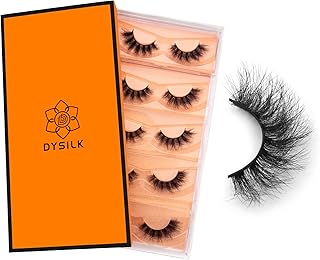 DYSILK Lashes Mink Eyelashes - Fluffy Lashes 5 Pairs 6D Faux Mink Eyelash - False Eyelashes Natural Lash Soft Reusable Wispy Eyelashes Strip Lashes Kit | Fluffy-16mm