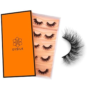 DYSILK Eyelashes Mink Lashes Fluffy - Fluffy Lashes 5 Pairs 6D Faux Mink Eyelash False Eyelashes Natural Look