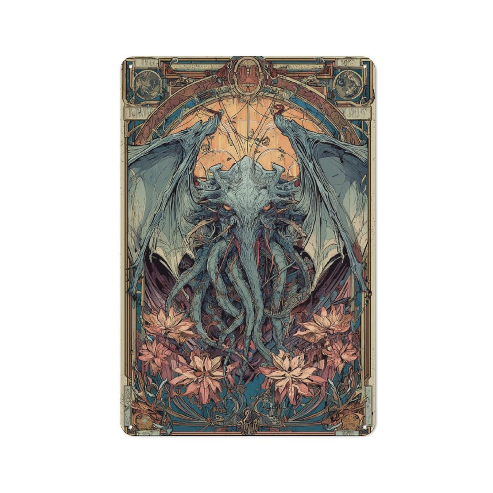Junmoney Cthulhu's Awakening Tin Wall Plaque 30X20cm With For Garage Or Workshop, For Kitchen, Dining Room And Home Bar Wall Decor